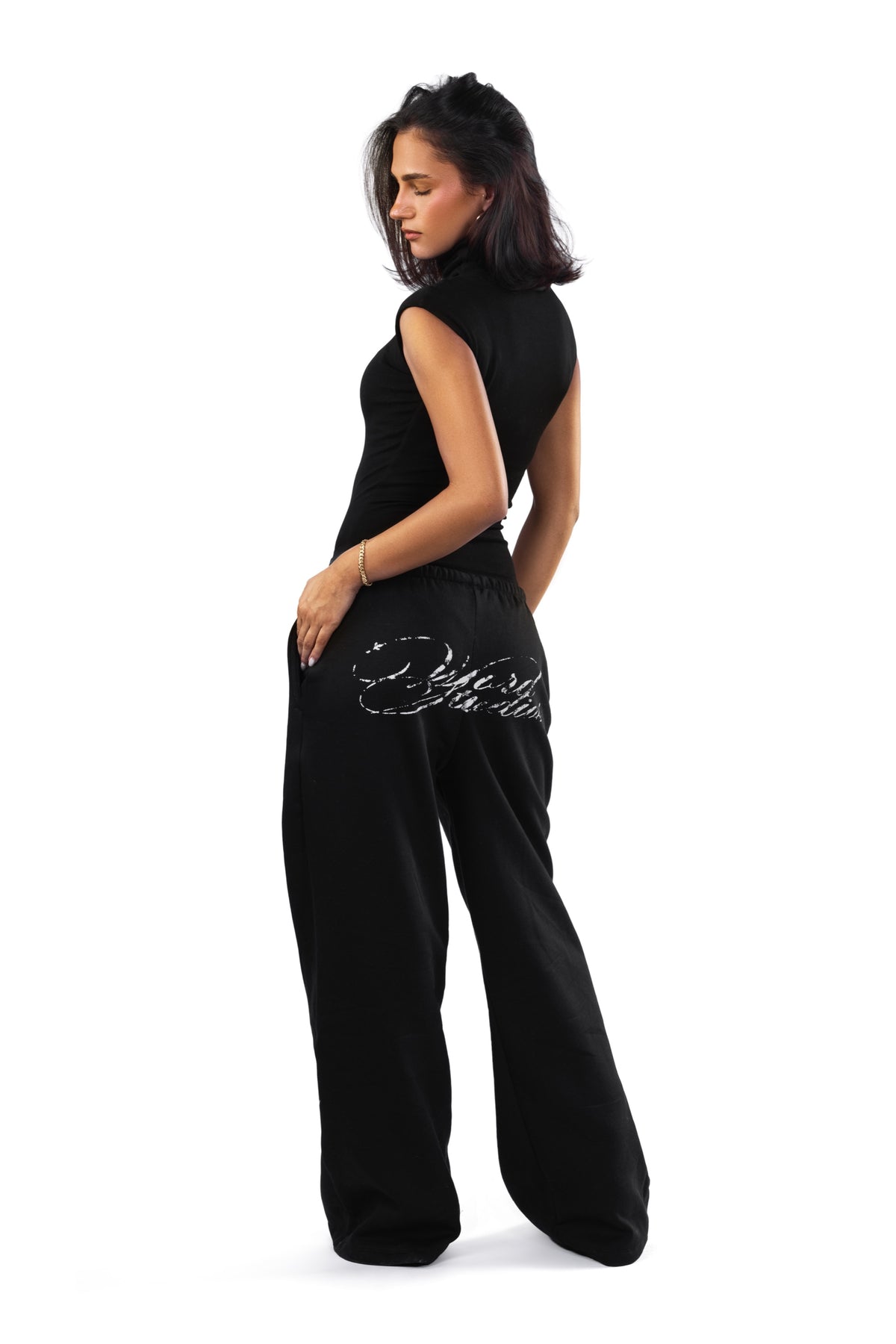 WORD SCRIPT BLACK SWEATS