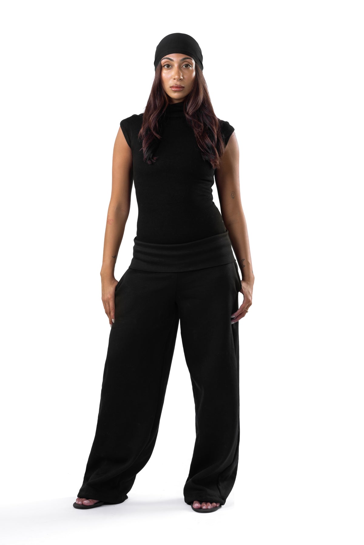 FOLD OVER BLACK SWEATS